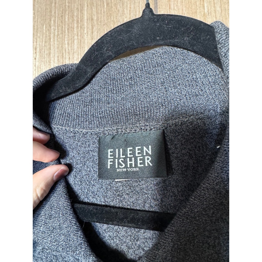Eileen Fisher Womens Gray 100% Cotton Button Front Collared Cardigan Sweater M - Picture 4 of 7